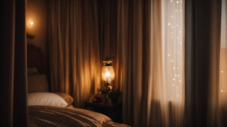 serene bedroom scene at night